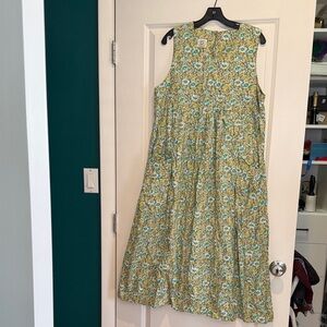 Laura Ashley Green and Yellow Floral Vintage Pinafore